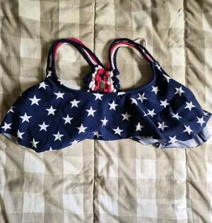 Size M Endless Sun American Flag Stars Flare Lattice Knot Padded Bikini Top